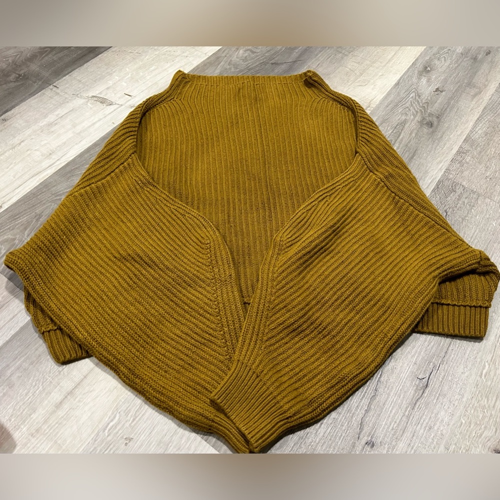 Free People Ribbed Knit Sweater in Mustard
